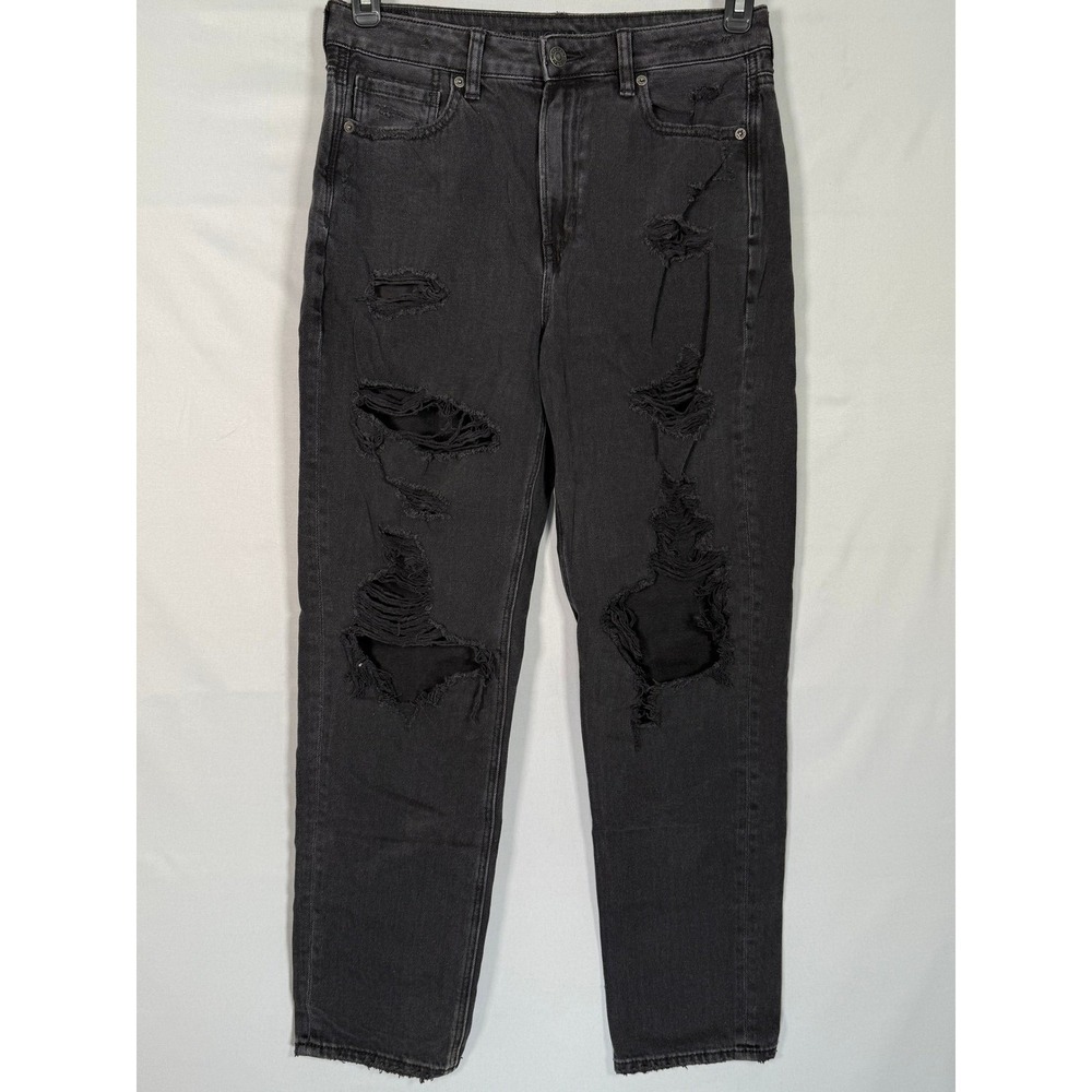 American Eagle Distressed‎ High Rise Jeans Black Comfort Stretch Size 6 Regular